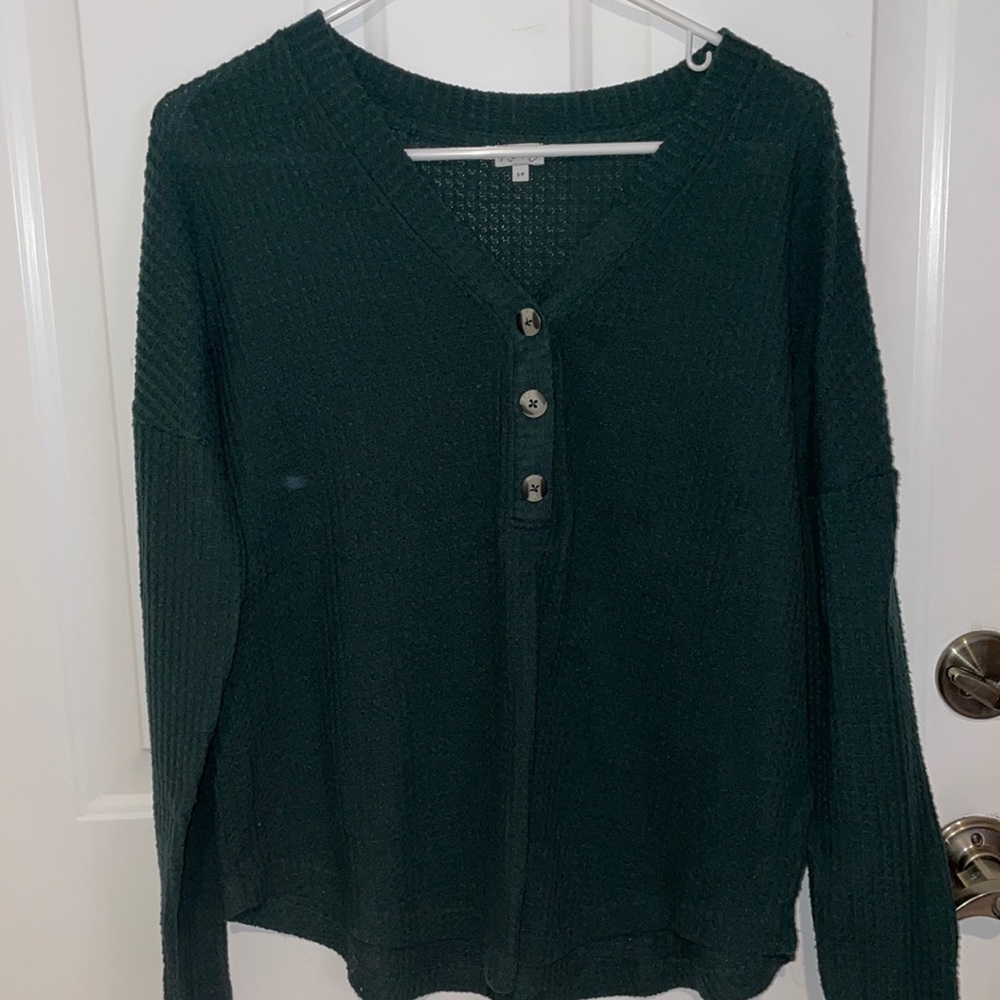 Kismet Waffle Knit Henley Sweater